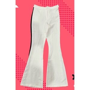 NOVALUXE White Black Stripe Flare Pants Wide Leg High Rise Women's XS